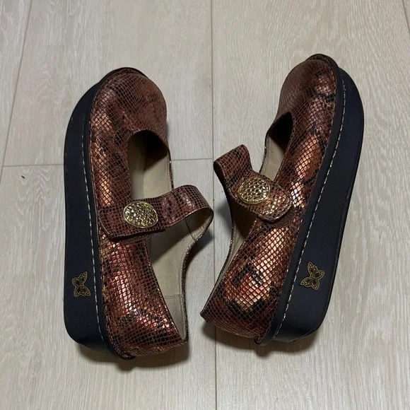 Alegria Copper Textured Mary Jane Dress Shoes - Picture 8 of 11